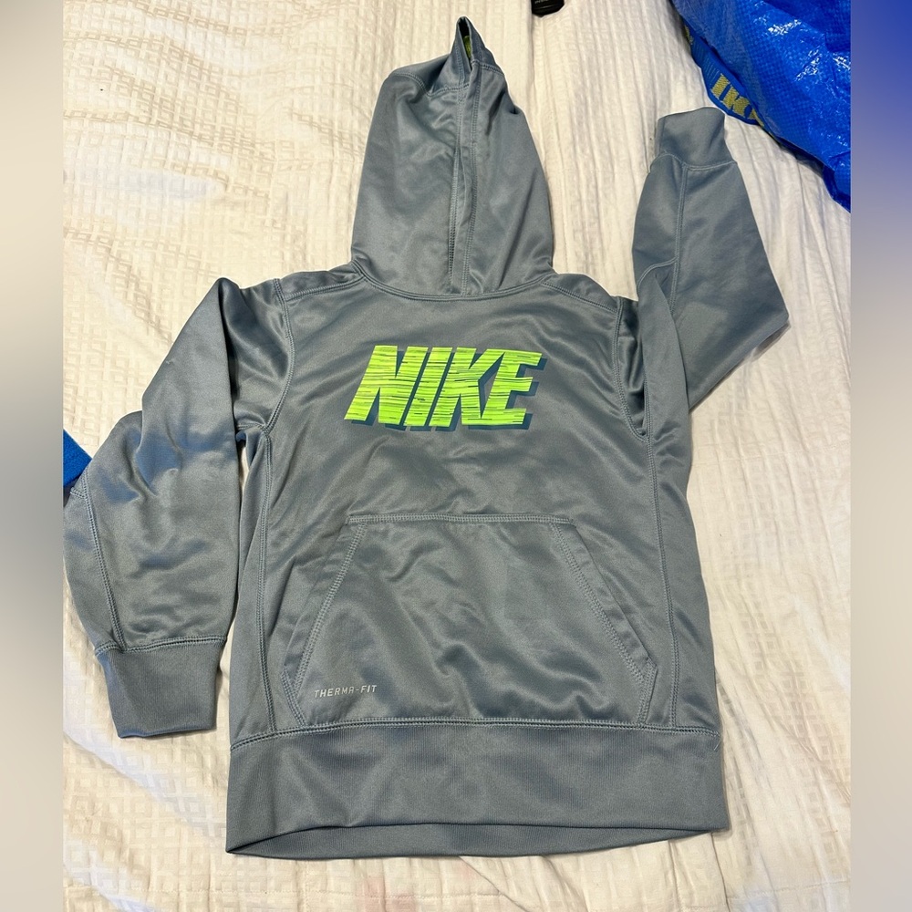 Nike Kids Gray and Green Hoodie Jacket